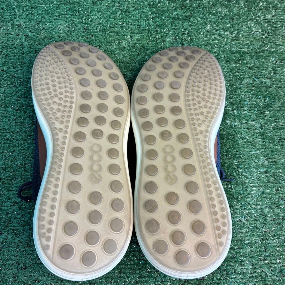 ECCO Soft 7 Runner Mesh Leather Breathable Casual Sneaker Blue Brown Mens 9-9.5